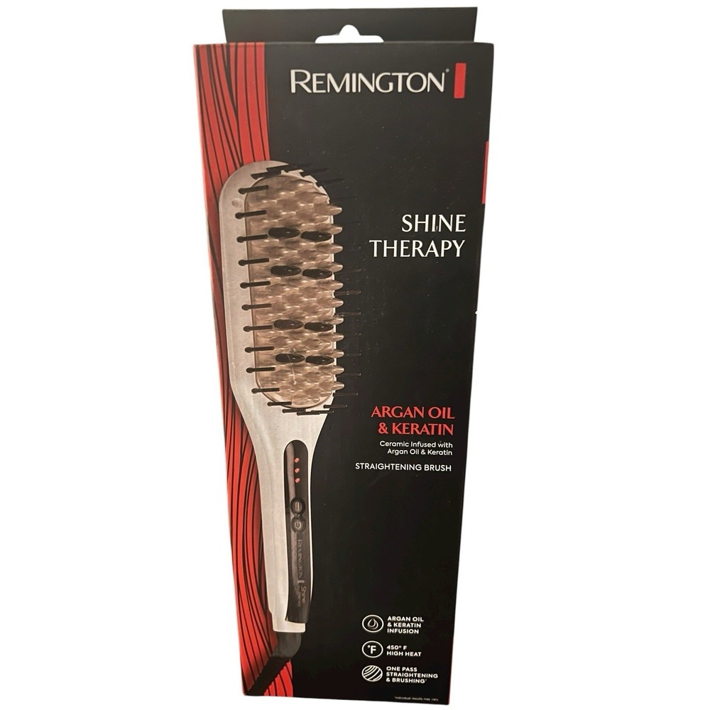 REMINGTON Shine Therapy Hair Straightener Brush Ceramic Argan Oil Keratin Sealed